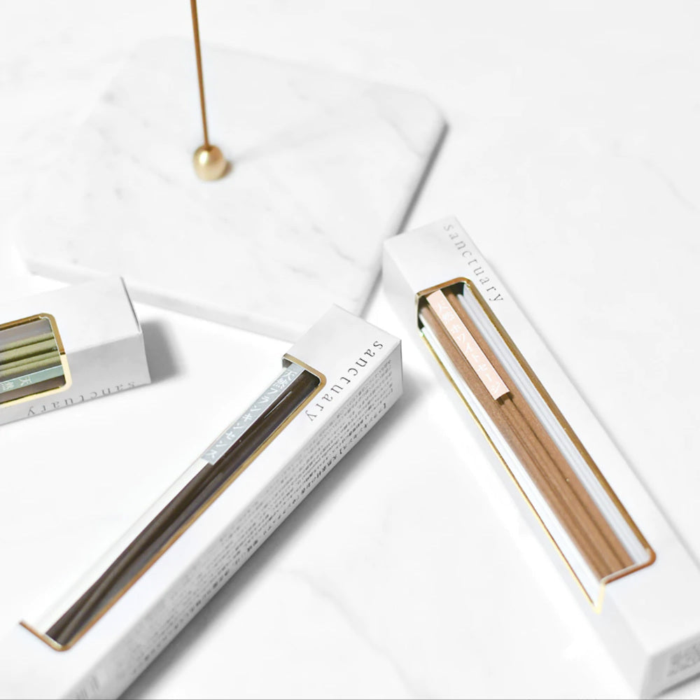 Sanctuary Purification Incense - Hinoki, White Sage + Brass incense holder-Japan-Best.net-Hinoki-Japan-Best.net