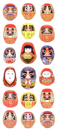 Stickers-www.Japan-Best.net-JP330 WASHI STICKERS DARUMA-Japan-Best.net