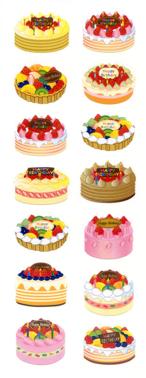 Stickers-www.Japan-Best.net-ZC088 PAPER STICKERS BIRTHDAY CAKES-Japan-Best.net