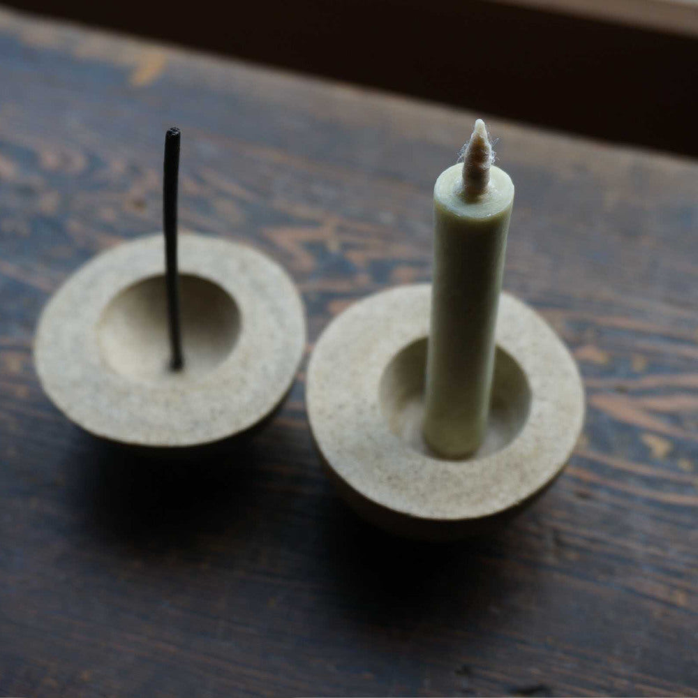 "Warosoku" Candle Holder-Warosoku Candle-Japan-Best.net-Light Clay-Japan-Best.net